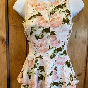 Soprano Textured Floral Peplum Sleeveless Top Blouse Shirt XS